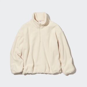 Uniqlo half zip fleece pullover in off-white, sz XS
